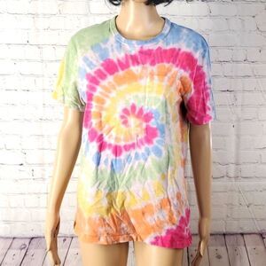 J. Crew Garment Dyed Slub Cotton Yards Tie Dye Pocket Breast Loose Fit Tee Sz Sm